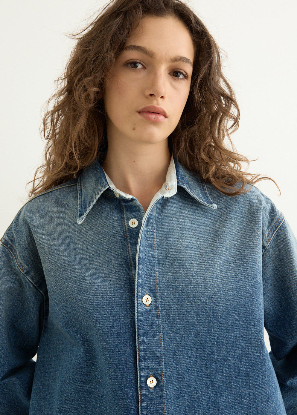 Blue Faded Denim Shirt