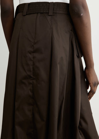 Duchesse Nylon Midi Pleated Pocket Skirt