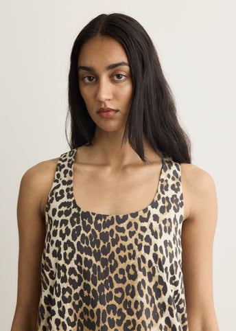 Printed Cotton Poplin U-Neck Mini Dress