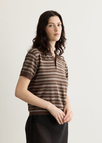 Linen Striped Polo Knit