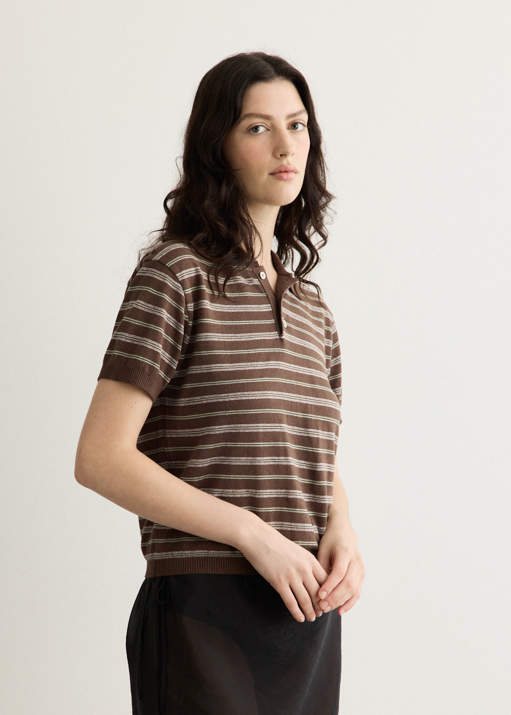 Linen Striped Polo Knit