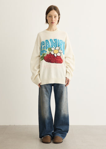 Oversized Jumper With Strawberry