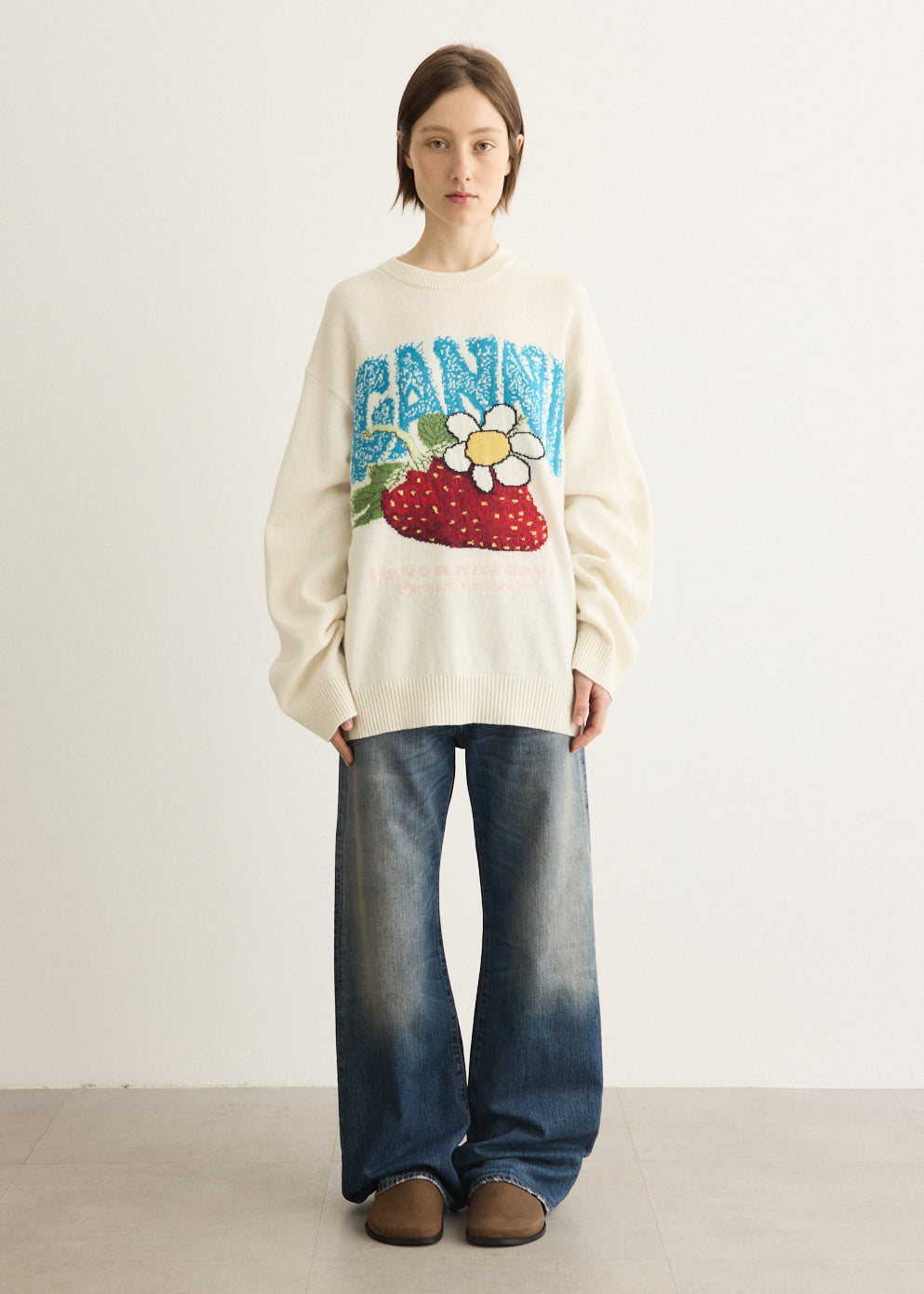 Oversized Jumper With Strawberry
