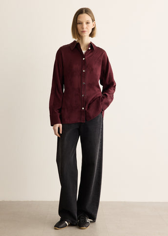 Fluid Satin Jacquard Long Sleeve Shirt