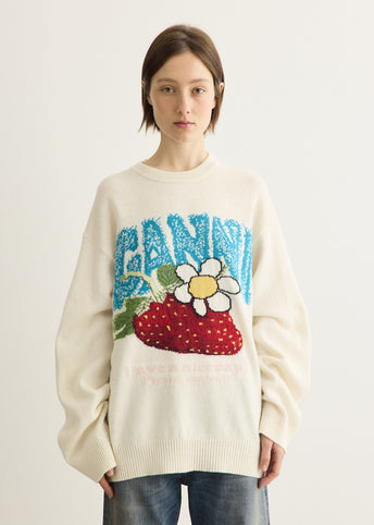 Oversized Jumper With Strawberry