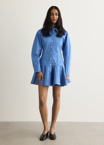 Stretch Cotton Mini Shirt Dress