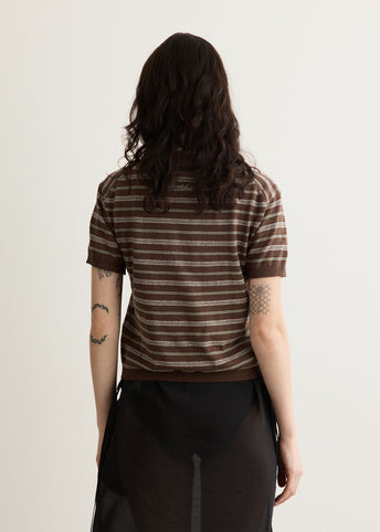 Linen Striped Polo Knit