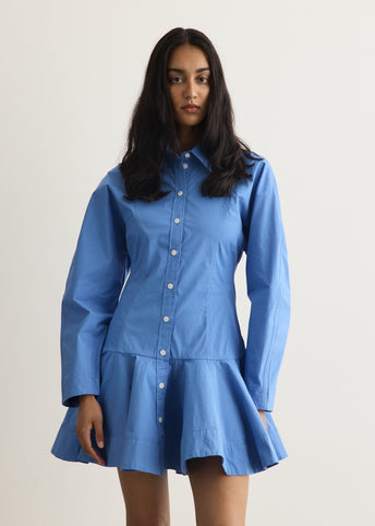 Stretch Cotton Mini Shirt Dress