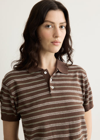 Linen Striped Polo Knit