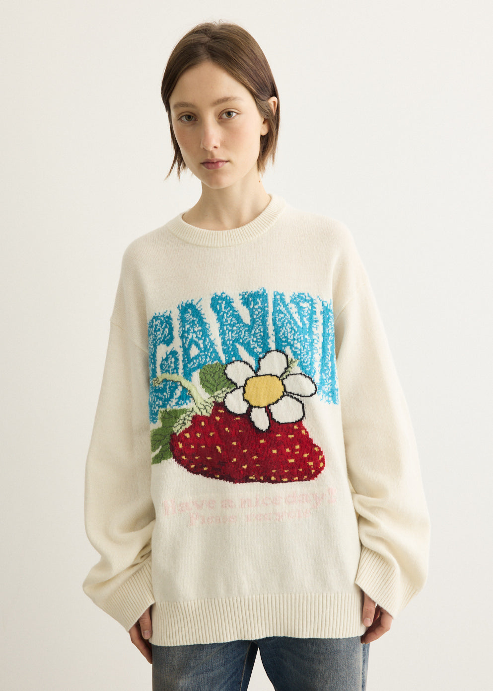 Oversized Jumper With Strawberry
