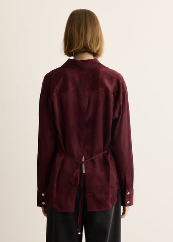 Fluid Satin Jacquard Long Sleeve Shirt