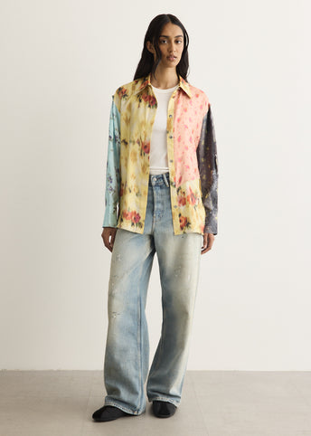 Multi Printed Silk Twill Long Sleeve Shirt