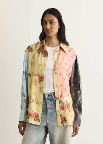Multi Printed Silk Twill Long Sleeve Shirt
