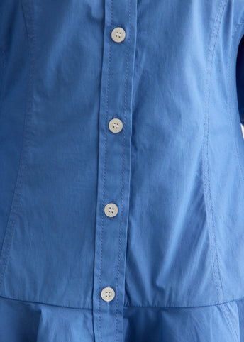 Stretch Cotton Mini Shirt Dress