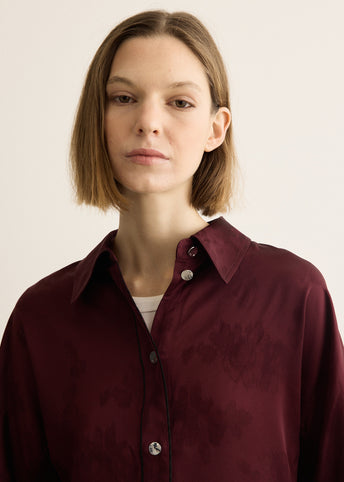 Fluid Satin Jacquard Long Sleeve Shirt