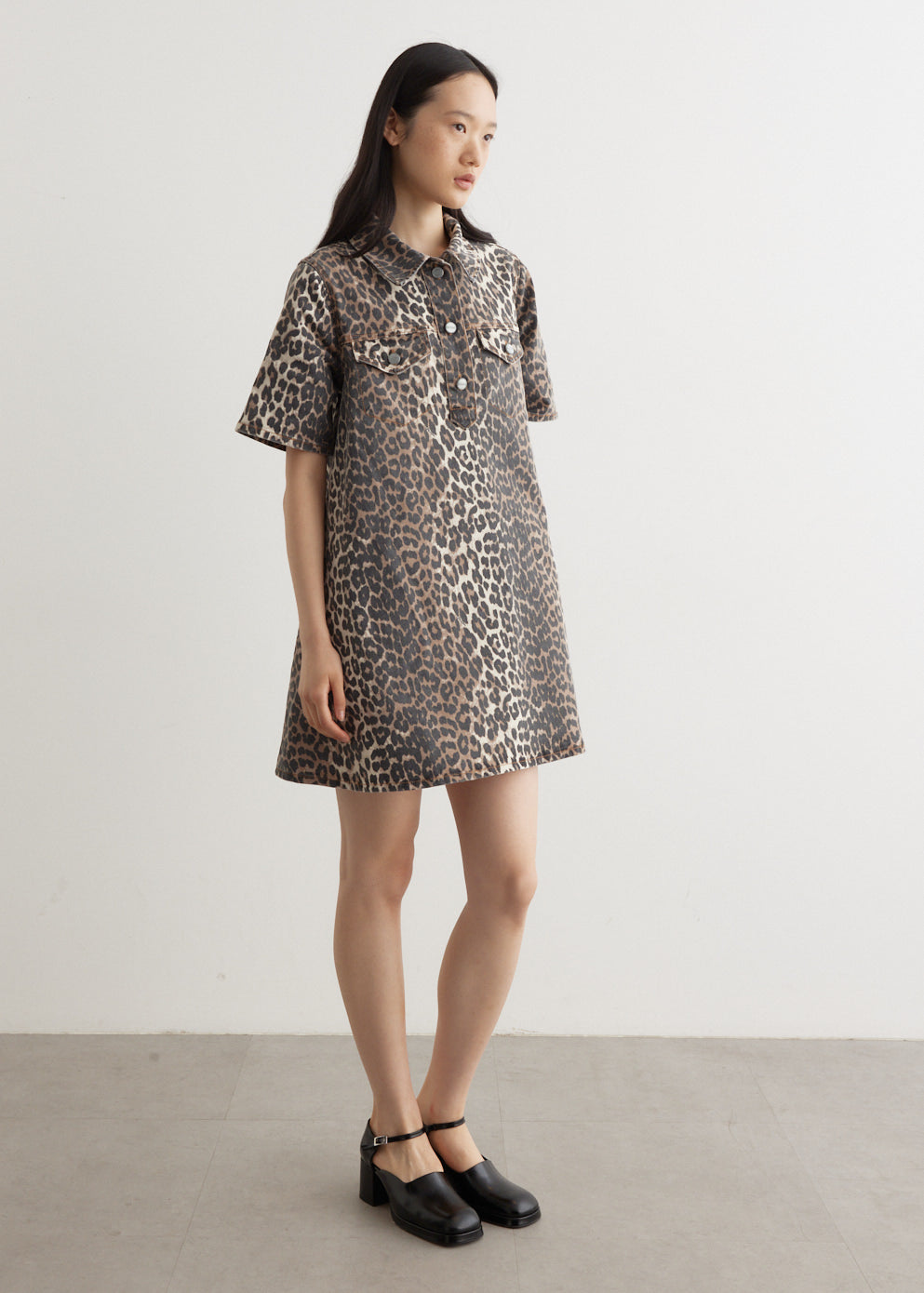 Print Denim Mini Dress