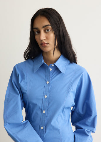 Stretch Cotton Mini Shirt Dress