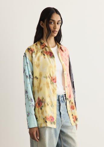 Multi Printed Silk Twill Long Sleeve Shirt