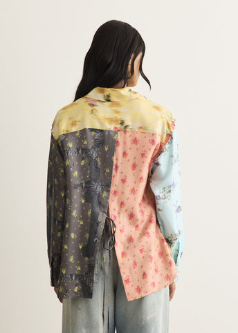 Multi Printed Silk Twill Long Sleeve Shirt