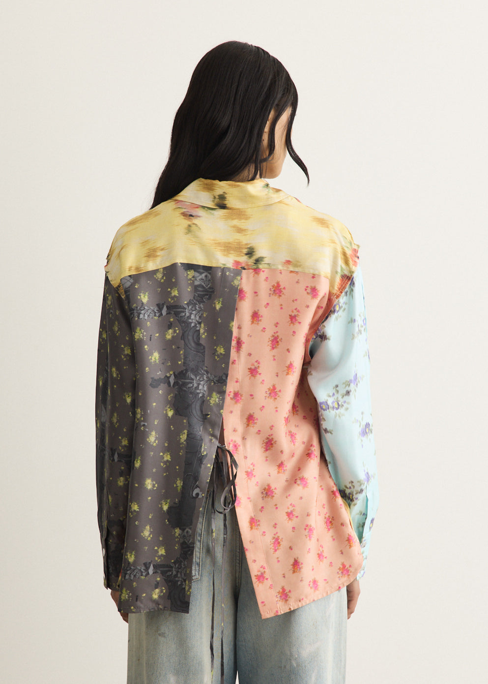 Multi Printed Silk Twill Long Sleeve Shirt