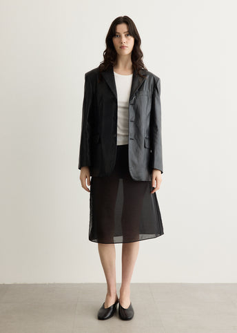 Unisex 3 Button Vegan Leather Blazer
