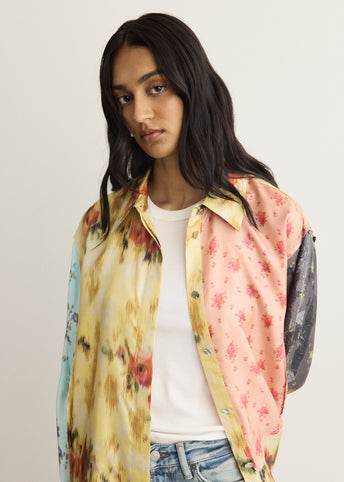 Multi Printed Silk Twill Long Sleeve Shirt