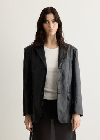 Unisex 3 Button Vegan Leather Blazer