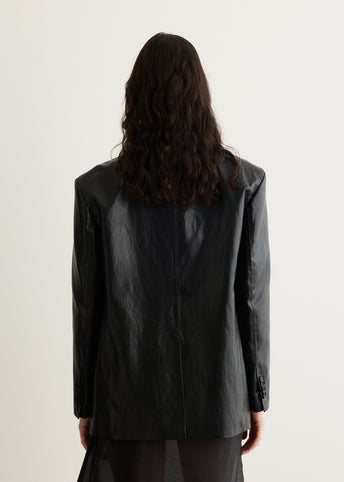 Unisex 3 Button Vegan Leather Blazer