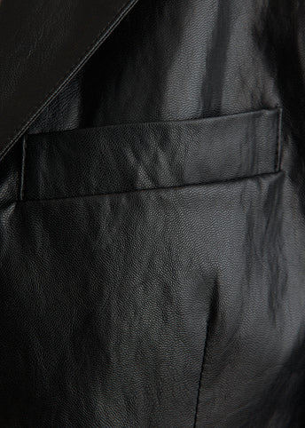 Unisex 3 Button Vegan Leather Blazer