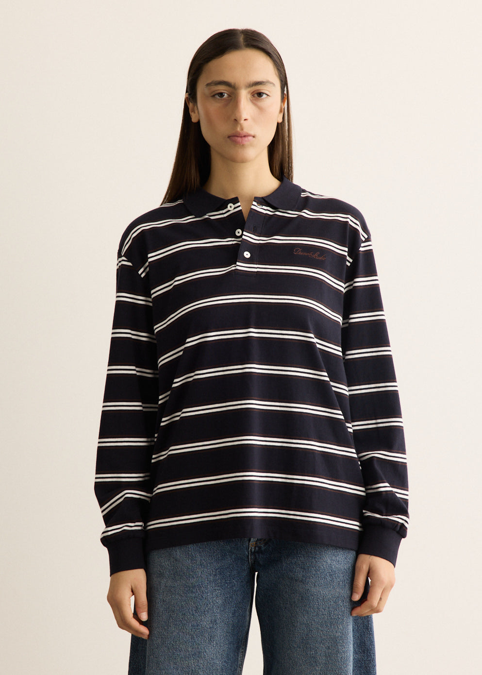 Unisex Multi Stripe Collared T-Shirt