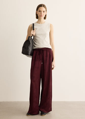 Fluid Satin Jacquard Elasticated Pants