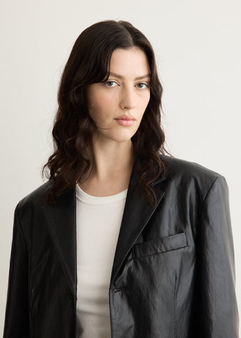 Unisex 3 Button Vegan Leather Blazer