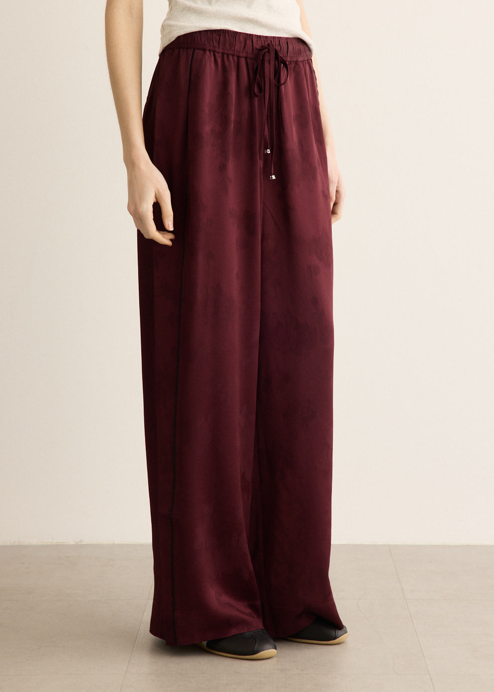Fluid Satin Jacquard Elasticated Pants