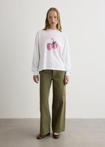 Basic Cotton Jersey Long Sleeve Raspberry T-Shirt