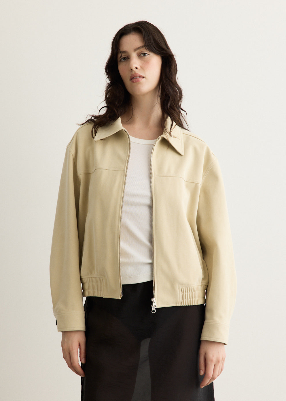 Unisex Vegan Suede Collared Blouson