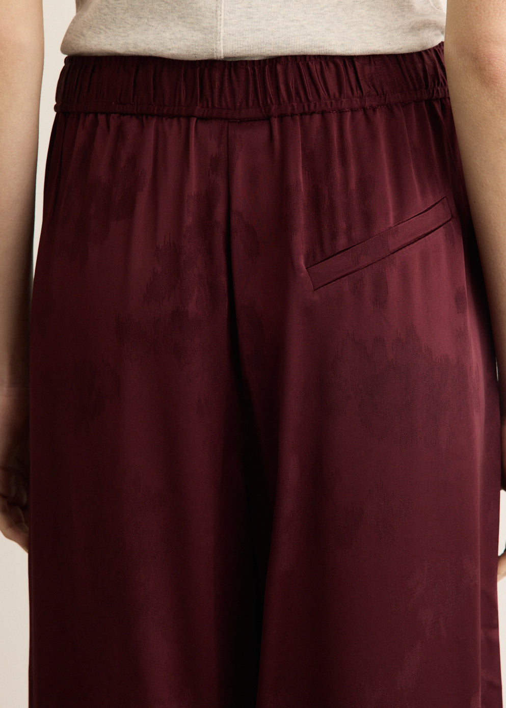 Fluid Satin Jacquard Elasticated Pants