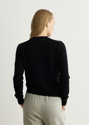 Red Emblem Heart Round Neck Cardigan