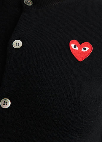 Red Emblem Heart Round Neck Cardigan