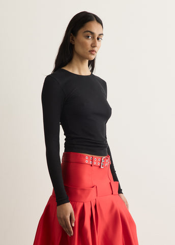 Soft Cotton Rib Long Sleeve T-Shirt