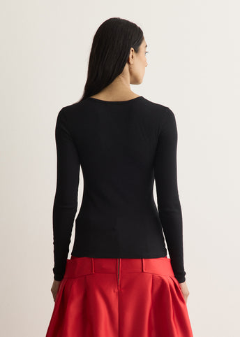 Soft Cotton Rib Long Sleeve T-Shirt