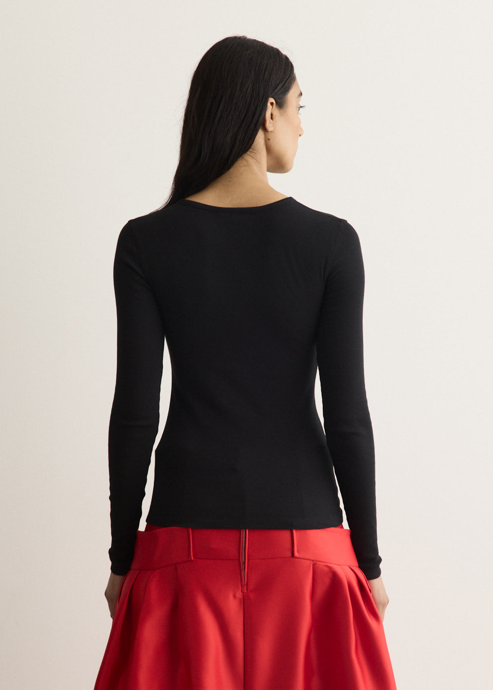 Soft Cotton Rib Long Sleeve T-Shirt