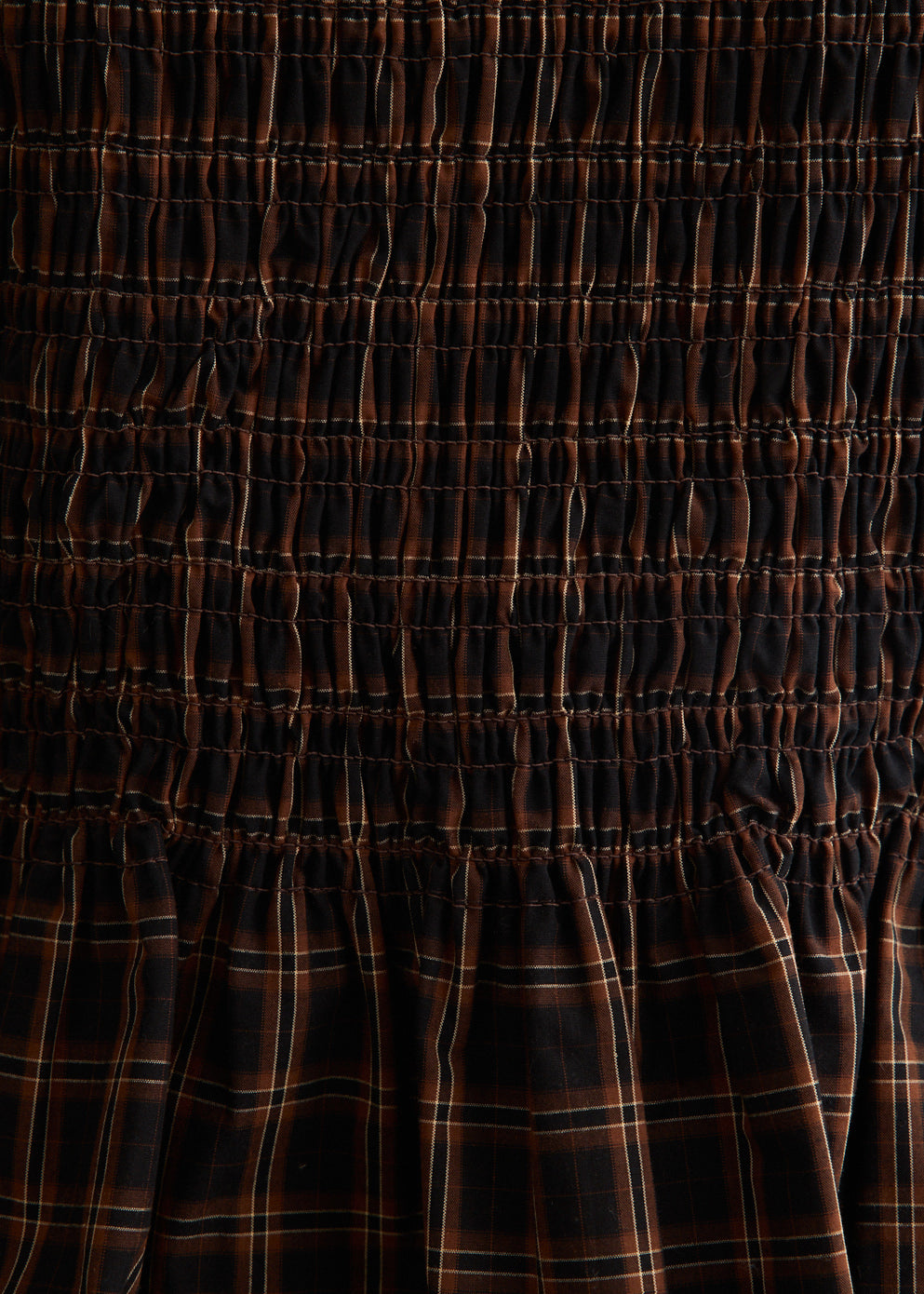 Yarn Dyed Check Smocked Tie String Top