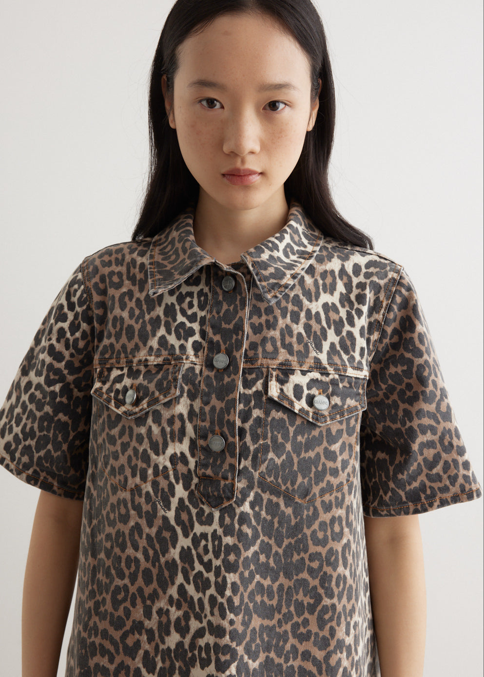 Print Denim Mini Dress