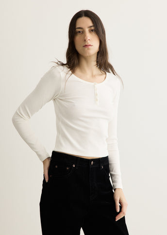Henry-neck Long Sleeve T-Shirt