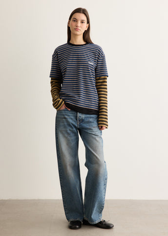 Unisex Stripe Layered Long-Sleeve T-Shirt