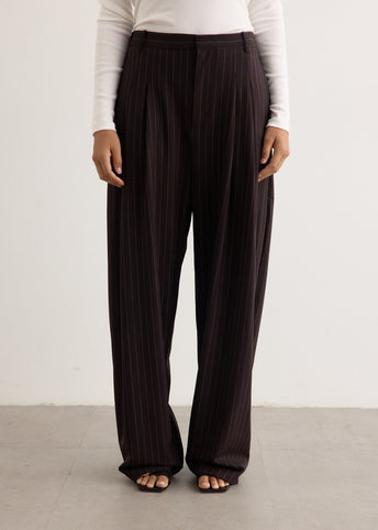 Wool Pinstripe Tapered Pants