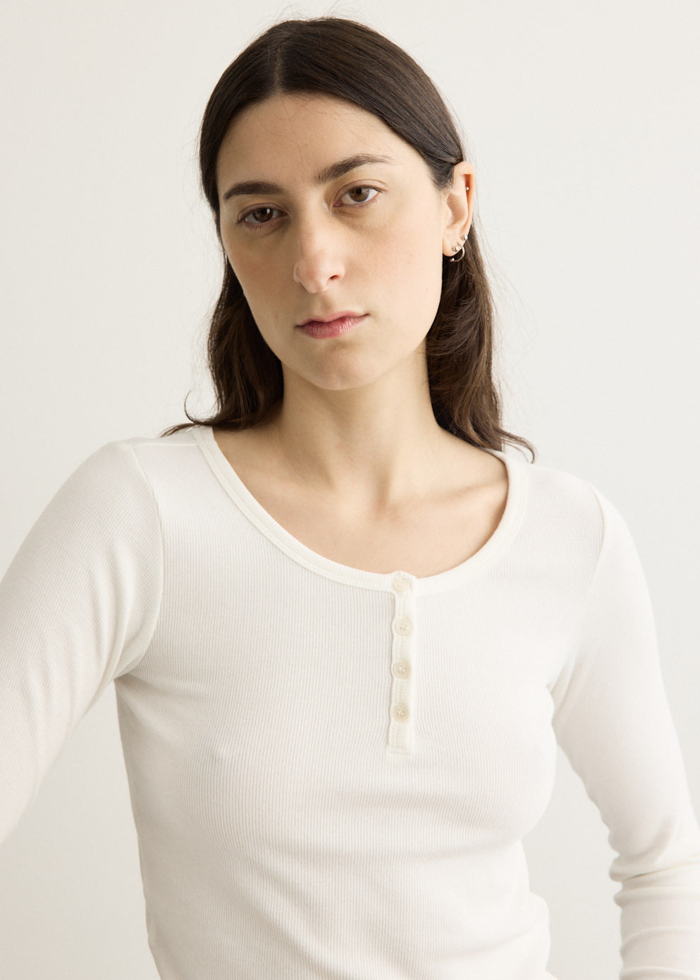 Henry-neck Long Sleeve T-Shirt