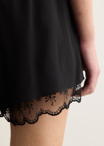 Lace Trim Negligee Shorts