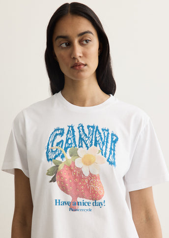 Basic Cotton Jersey Strawberry T-Shirt