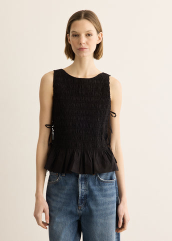 Cotton Poplin Smock Tie String Top